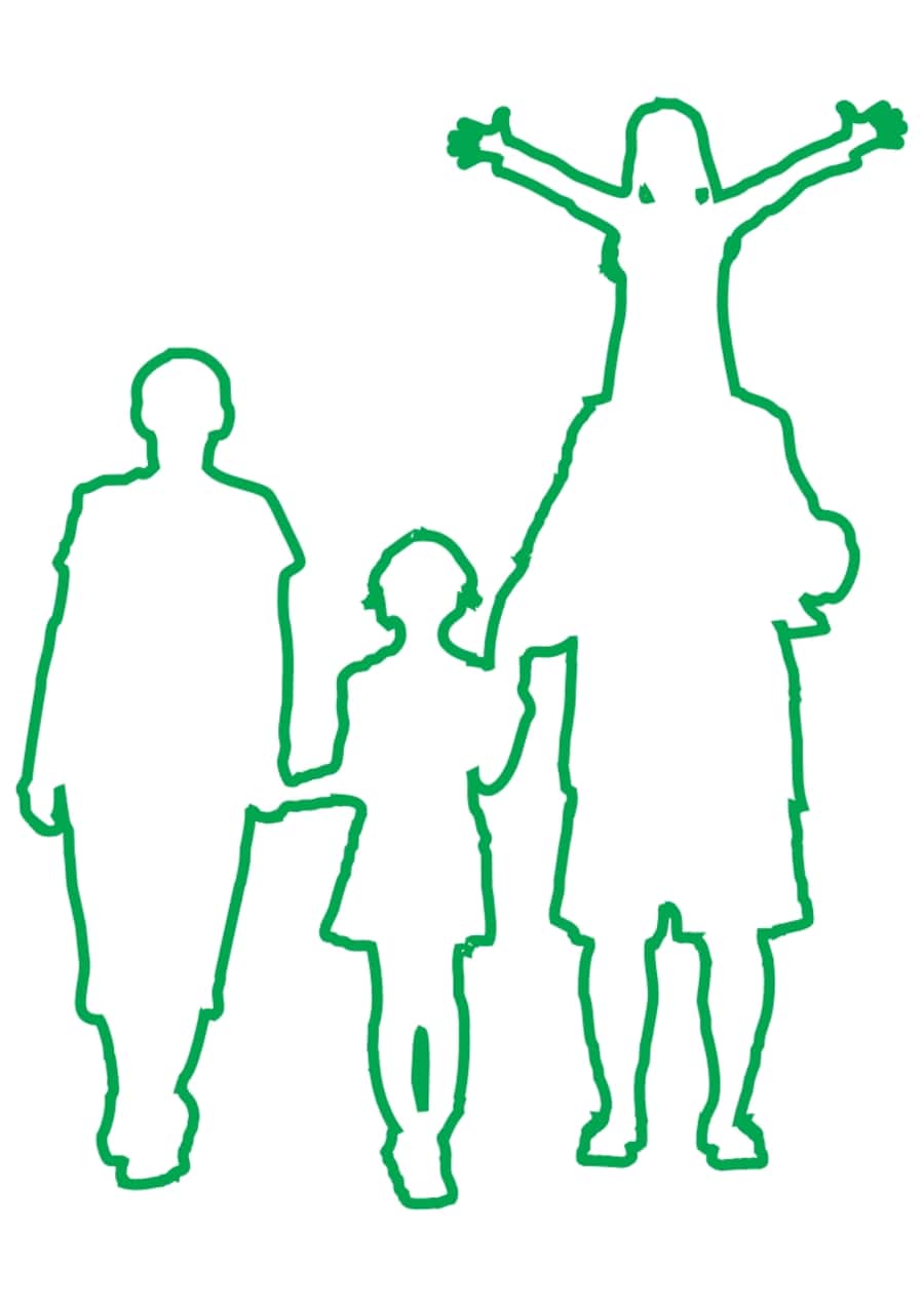Family Reunion Silhouette Kids Coloring Sketch Free Vectors